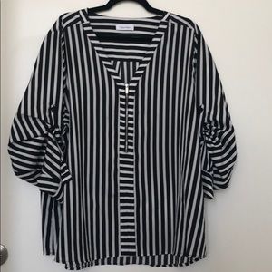Calvin Klein Striped Zip Up Blouse